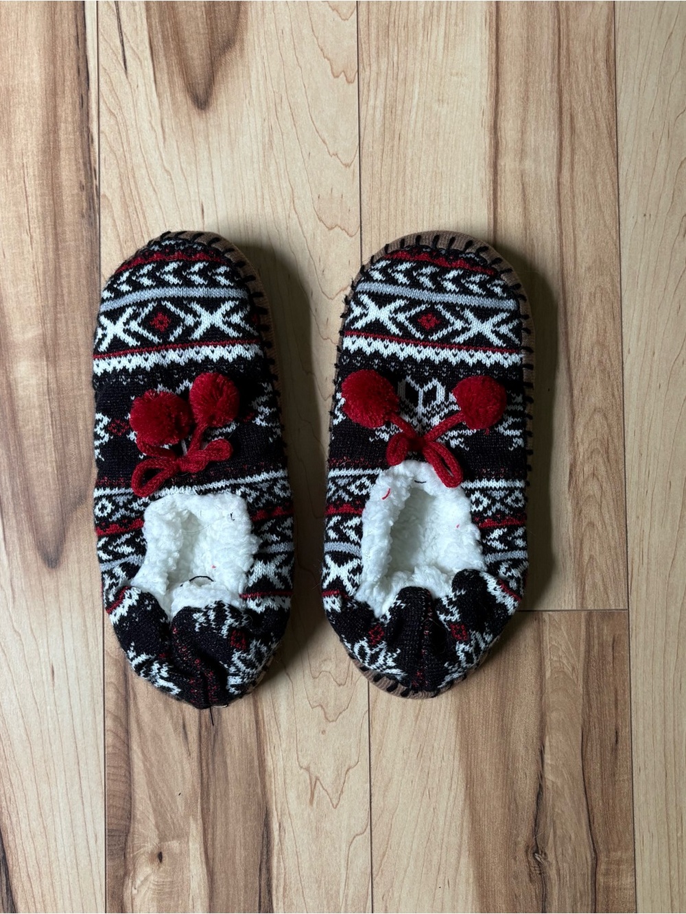 Cozy Red & Black Knit Women's Slipper Socks